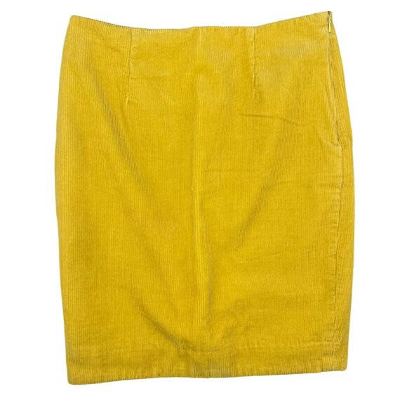 Maeve Yellow Corduroy Pencil Skirt Womens Knee-Length With Side Zipper Size 4 - Picture 4 of 15